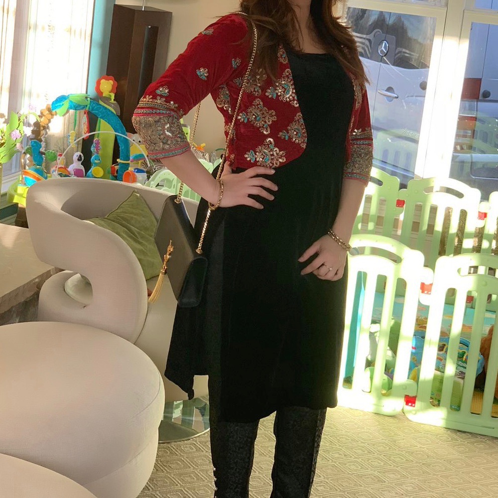 Velvet shirt with short  jacket